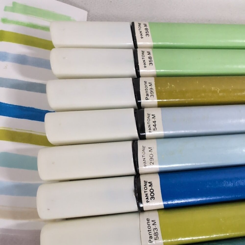 15 Pantone By Letraset Broad Nib Markers Vintage Blue Green Multicolor - Picture 6 of 9
